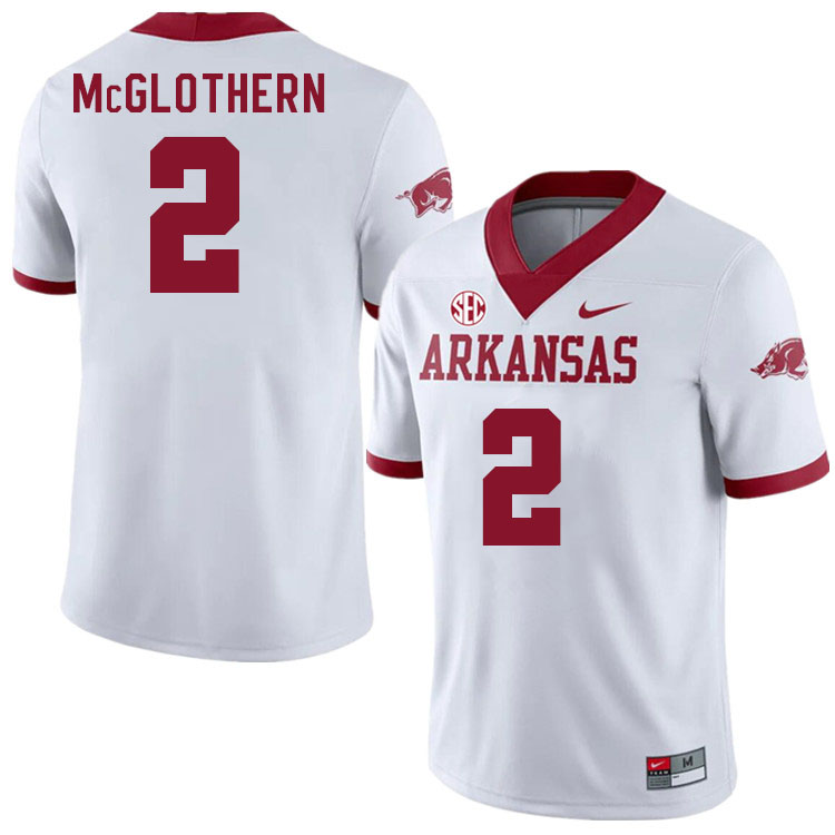 Men #2 Dwight McGlothern Arkansas Razorback College Football Jerseys Stitched Sale-Alternate White